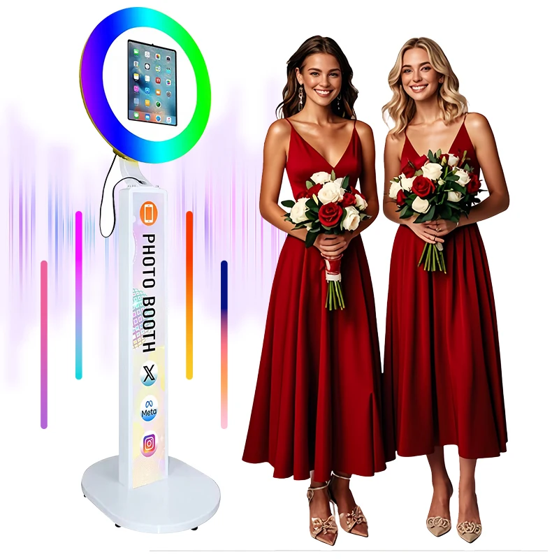 

Photo booth Stand for 10.2" 11" 12.9" iPad Photo Booth Shell With RGB Ring Light iPad Photobooth Machine for Wedding Party