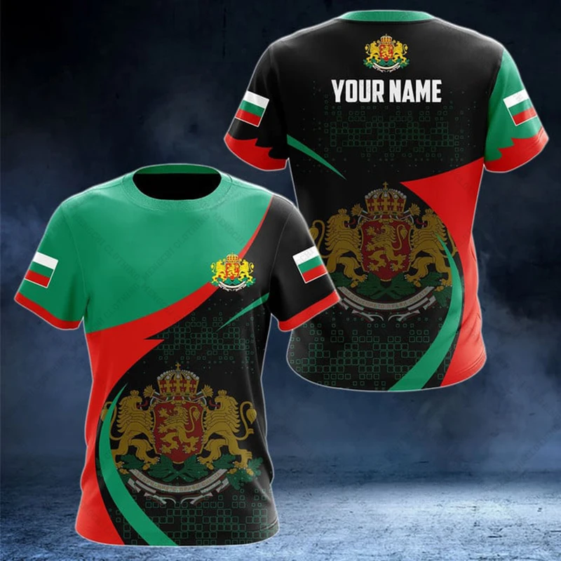 Custom Name Summer Casual Bulgaria Shield Graphic T-shirts Oversized Men's Fashion Streetwear Daily Jersey Short Sleeve Pullover