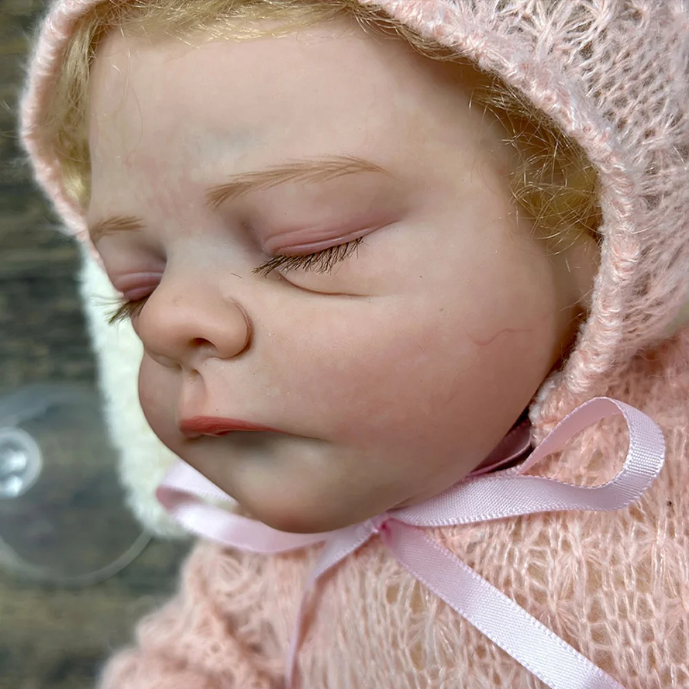 43CM Already Finished Bebe Reborn Dolls Freya Newborn Sleeping Baby Soft Cuddly Dolls Lifelike Painted Doll Implant Eyelashes