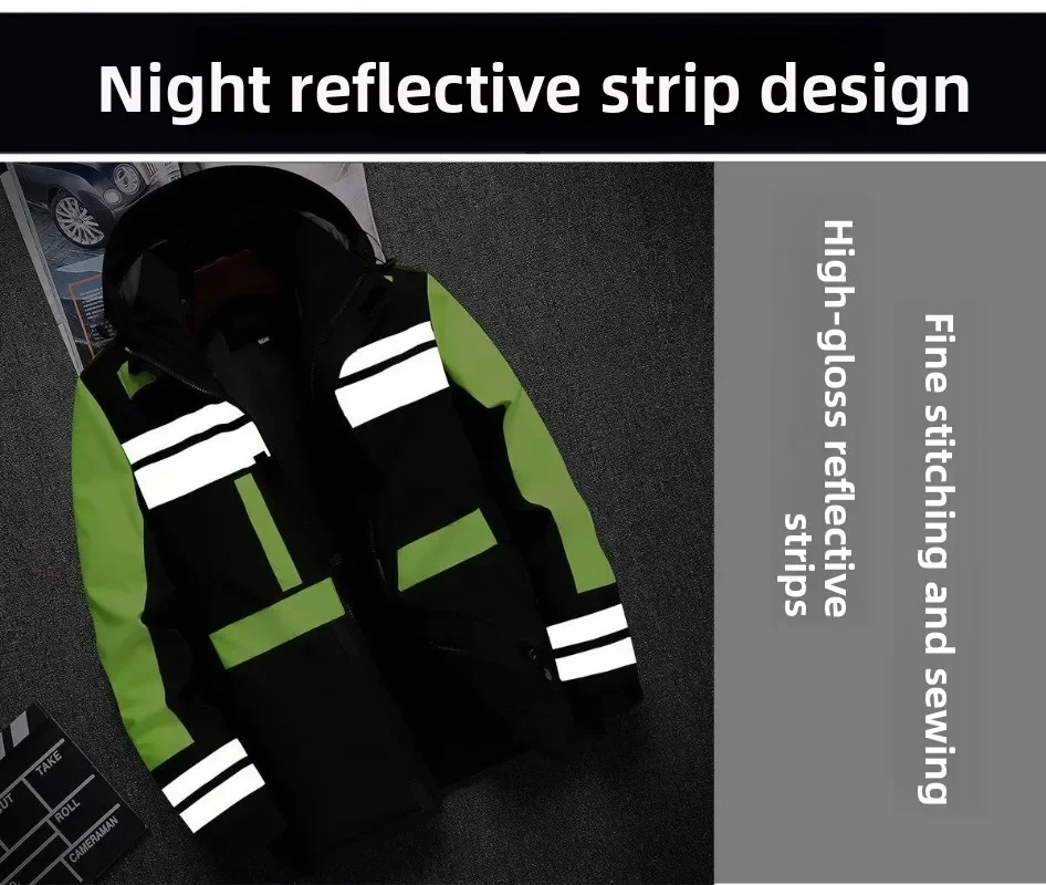 Men's thin cold-proof reflective overalls engineering field tooling tops are loose
