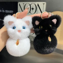 Women Luxury Genuine Mink Fur Ball Keychain For Girl Keyring Accessories Bag Decoration Jewelry Gift