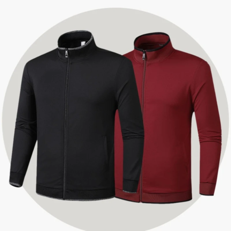 

Новая мужская куртка с воротником-стойкой на молнии, однотонная, повседневная спортивная одежда для мужчин, весенне-осенняя толстовка на молнии