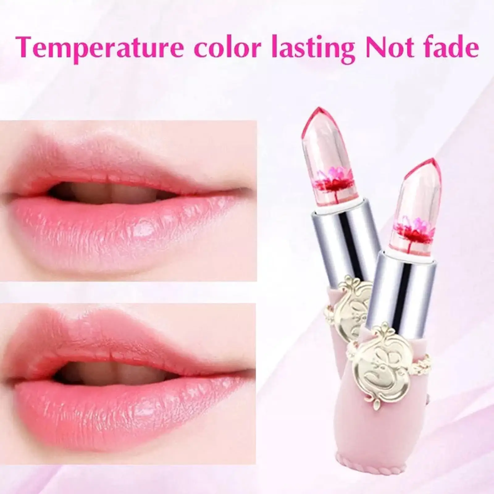 Jelly Flower Lipstick Kleurverandering Lippenbalsem Hydraterende Kristalkleur Glans Voedzaam Lip Blijvend Waterdicht Doorschijnend