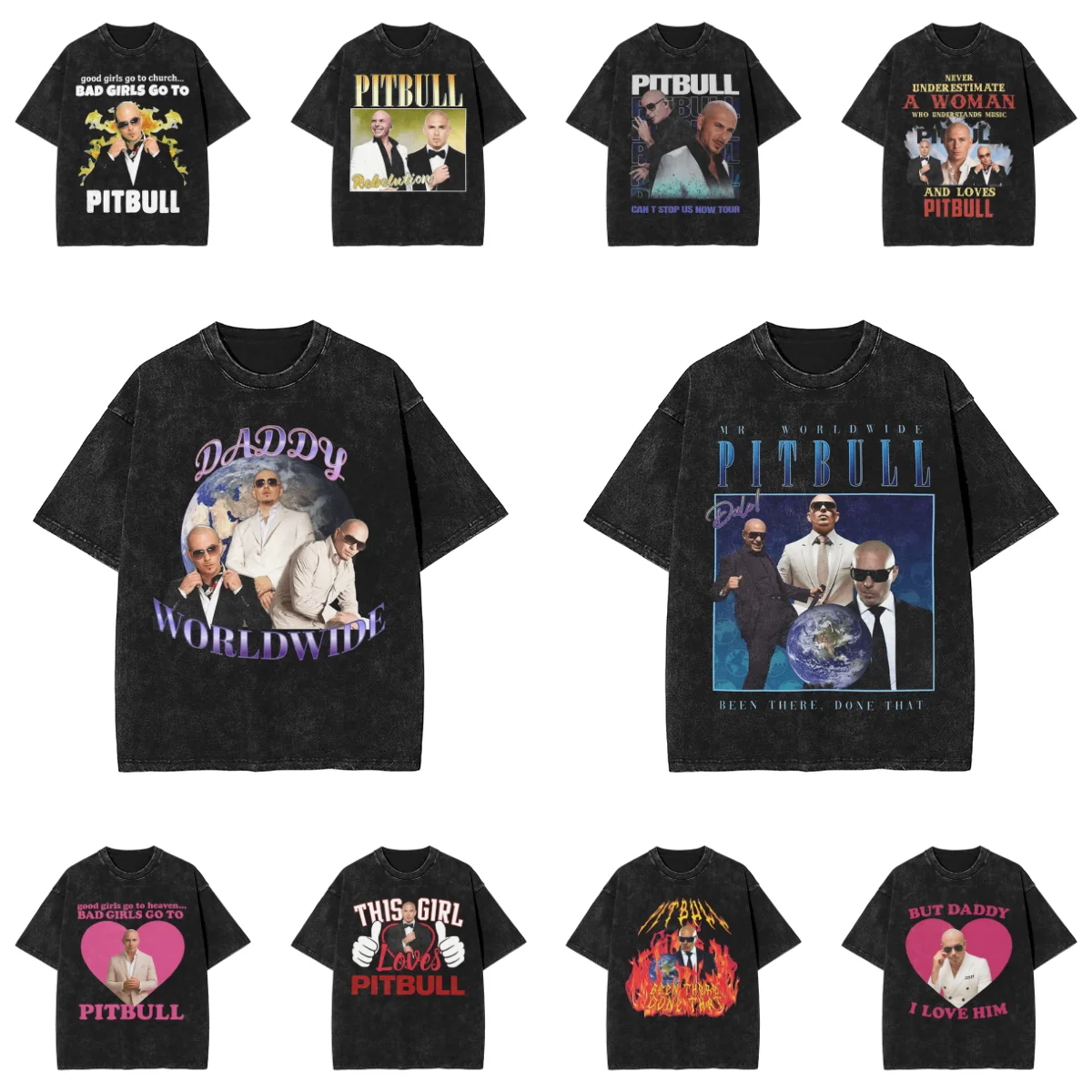 Pitbull T-Shirt Summer Mr Worldwide Y2K Classic T-Shirts Cotton Harajuku Tee Shirt For Men Short Sleeve Pattern Top Tees