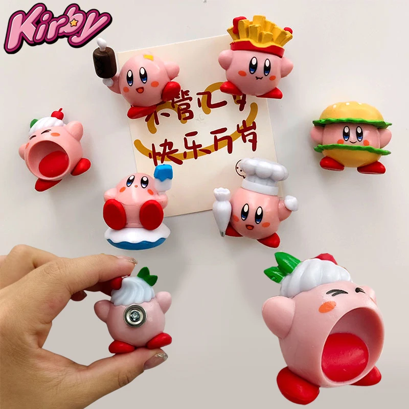 6Pcs Kirby Star Strong Fridge Magnets Decorations Kawaii Refrigerator Memo Magnet Adhesion Cute Figure Home Fridge Ornaments Toy