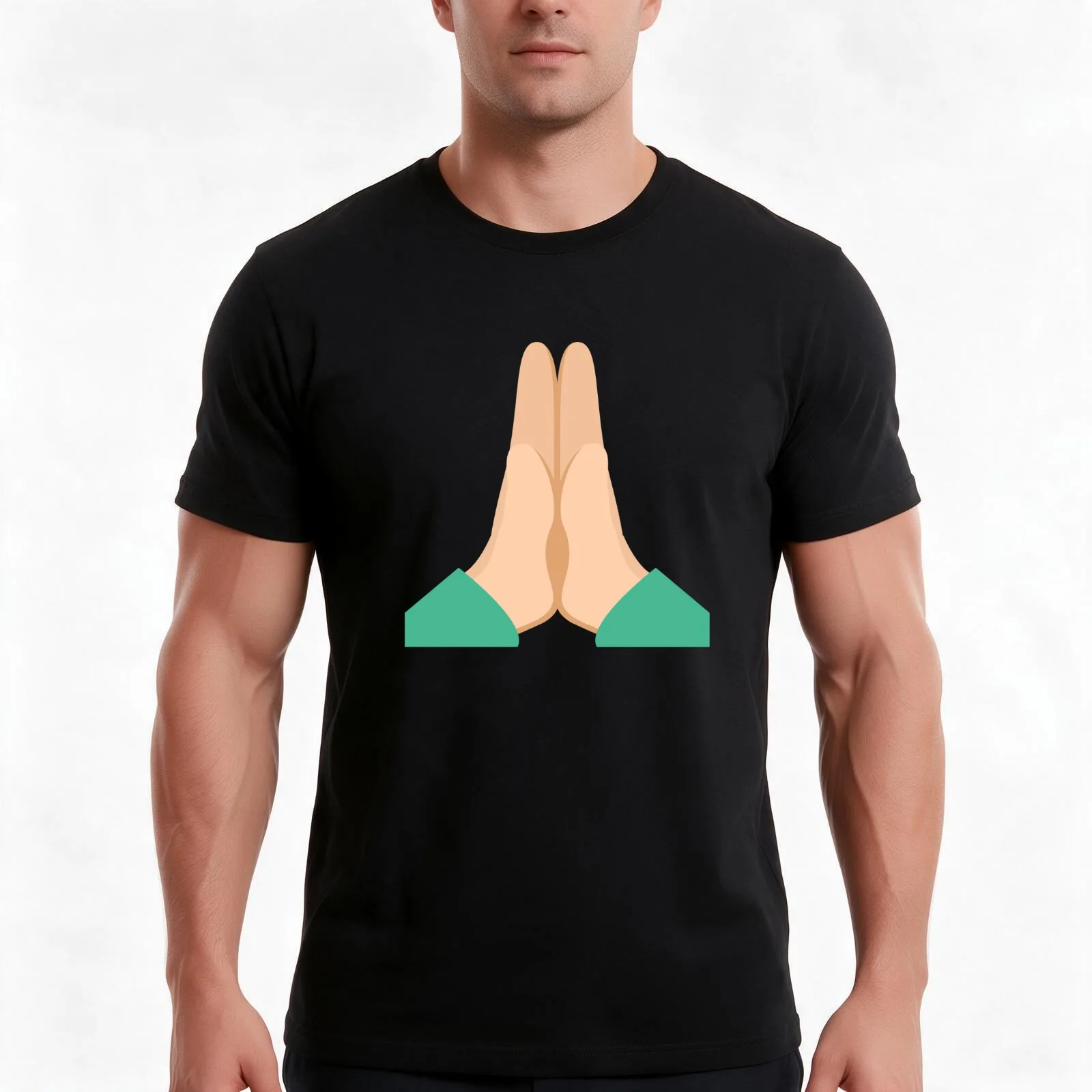 Hands Pressed Together Prayer Please Thank You Namaste T-Shirt Summer Casual Cotton Tee Oversized Streetwear Tops 100% Cotton