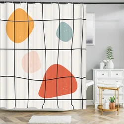 Boho Shower Curtain Abstract Art Print Fabric Shower Curtain Waterproof Polyester Geometric Plant Leaves Bath Curtain With Hook