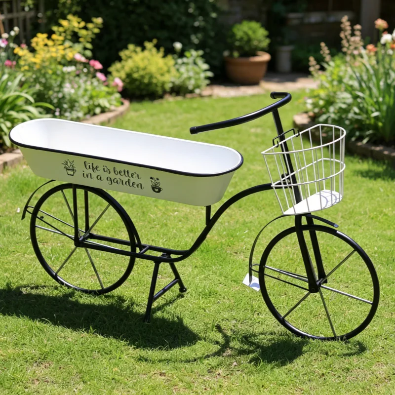 Wrought iron hot-selling new product flower stand bicycle flower pot stand garden outdoor wrought iron garden ornament