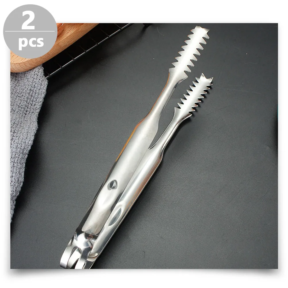 

2Pcs Ice Cube Clip Stainless Steel Kitchen Food Tong Heat Resistant Non-Slip Bbq Serving Clip for Home Outdoor