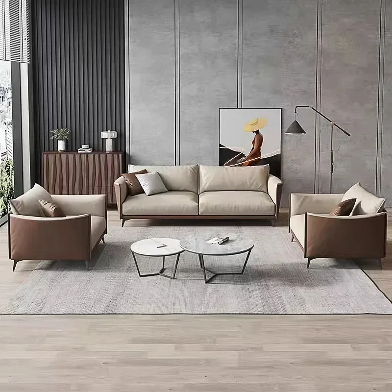 

l High Quality Fashion Leather Sofa Set Modern Sofa Office Room Furniture Black Low Price Office Combination Sofa Design