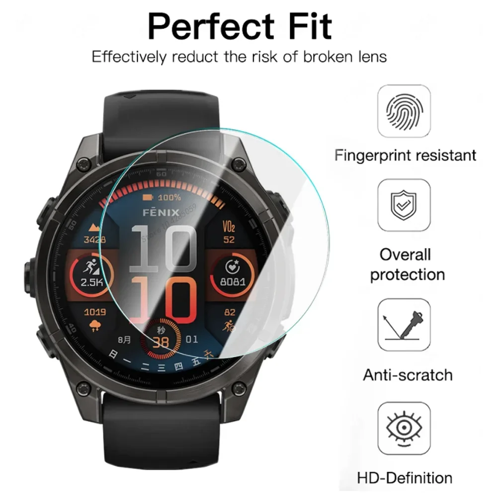 Tempered Glass Screen Protector For Garmin Fenix 8 51mm 47mm 43mm Smartwatch Premium Anti-scratch HD Protector Film Accessories