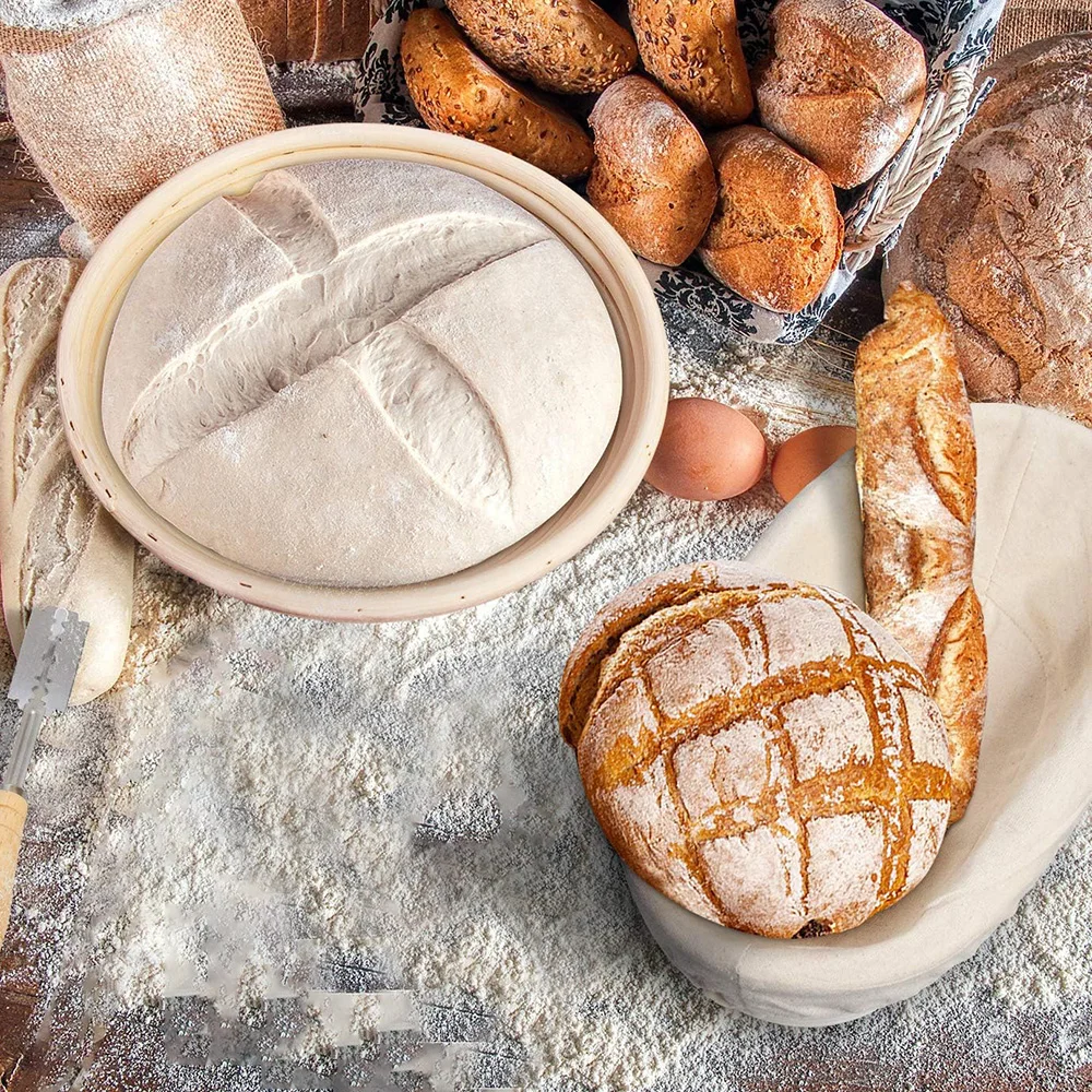 5/8pcs Bread Banneton Proofing Basket  Natural Rattan Wicker Oval Round Dough Sourdough Baskets  Cane Baking Fermentation