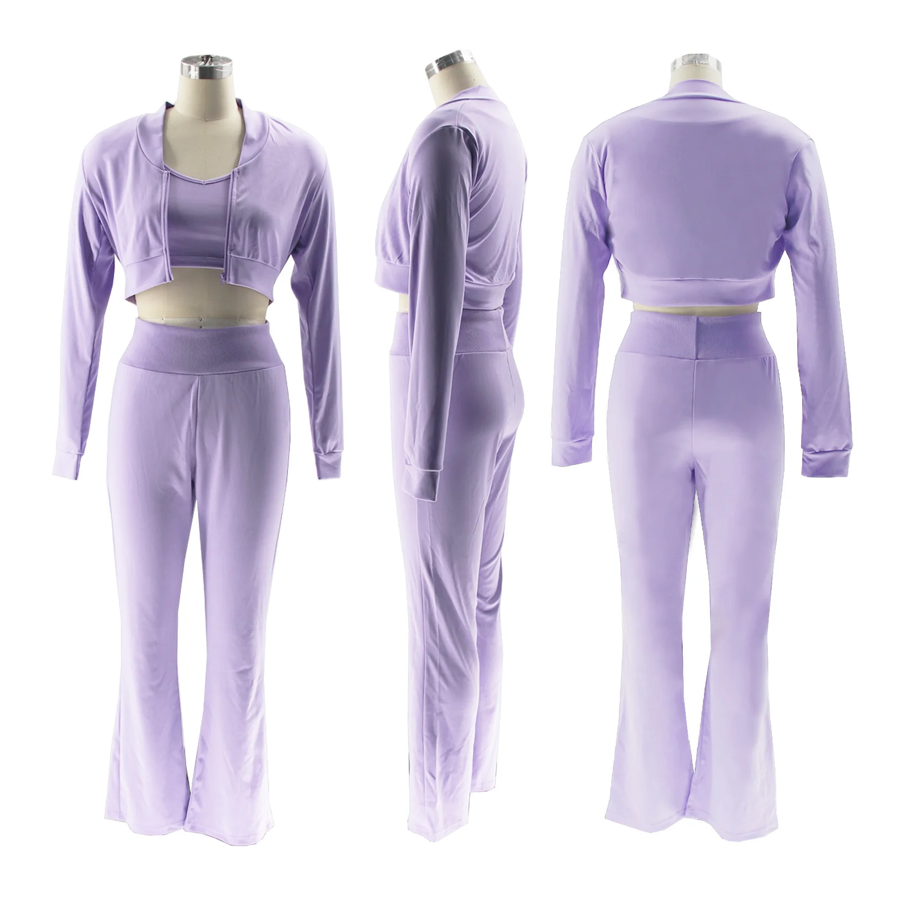 Crop Jackets Tops 2 Piece Pant Set Sexy Outfits Tracksuits Women Sweatsuits Joggers Elegant Yoga Solid Two Piece Pant Sets