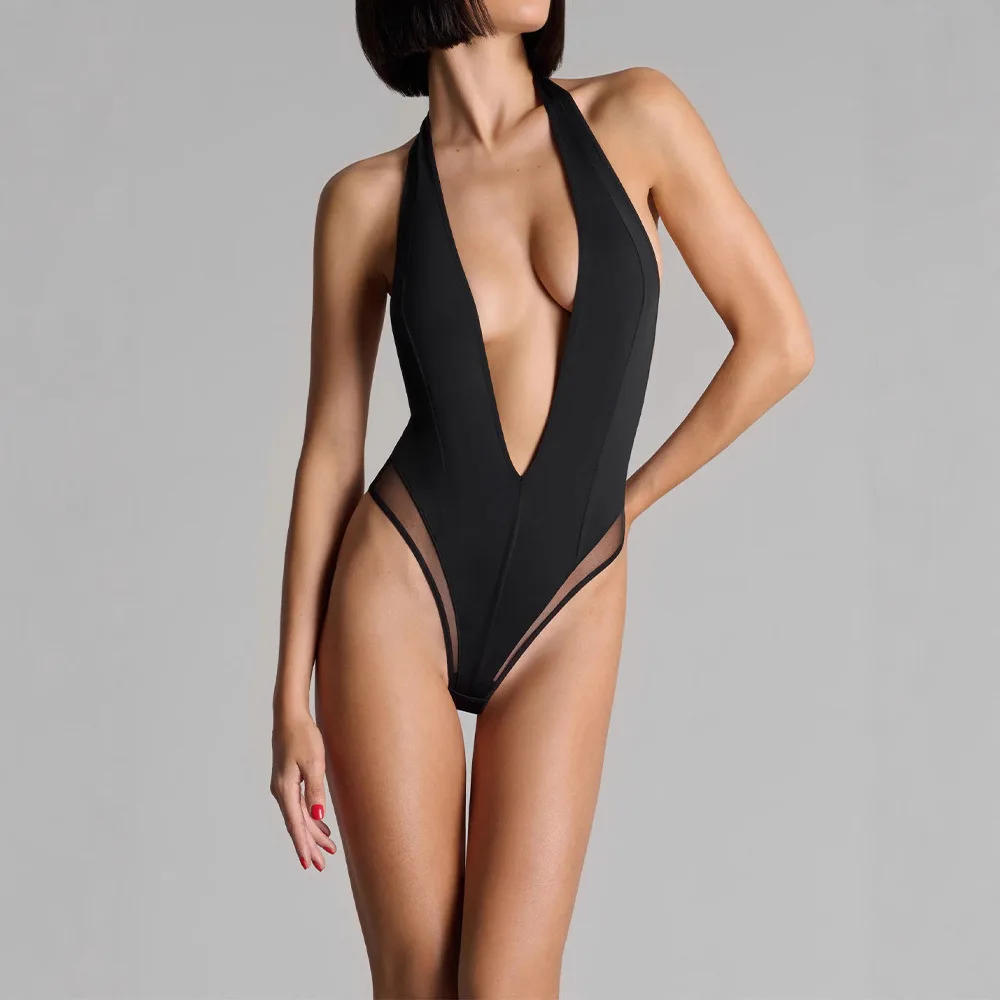 

Новинка 2025: Женский комбинезон с широкими штанинами, глубоким V-образным вырезом на спине, халтер-воротником, из хлопка, длина миди, для трансграничной торговли