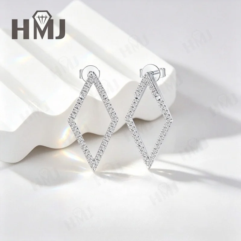 Ohrstecker aus 925er Sterlingsilber mit runden Moissanit-Diamanten, Pavé-Besatz, für den täglichen Gebrauch, einzigartige edle Schmuckgeschenke – Detail 6