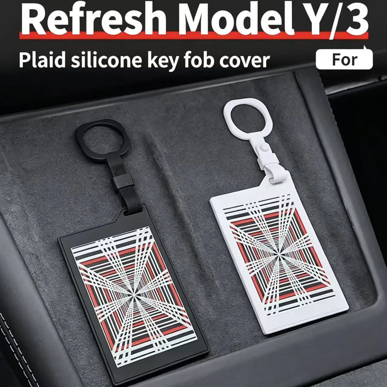 Key Card Holder For Tesla Model 3 Y X S Car Key Card Protector Cover Auto Accessories PLAID Light Speed Label Silicone Key Case