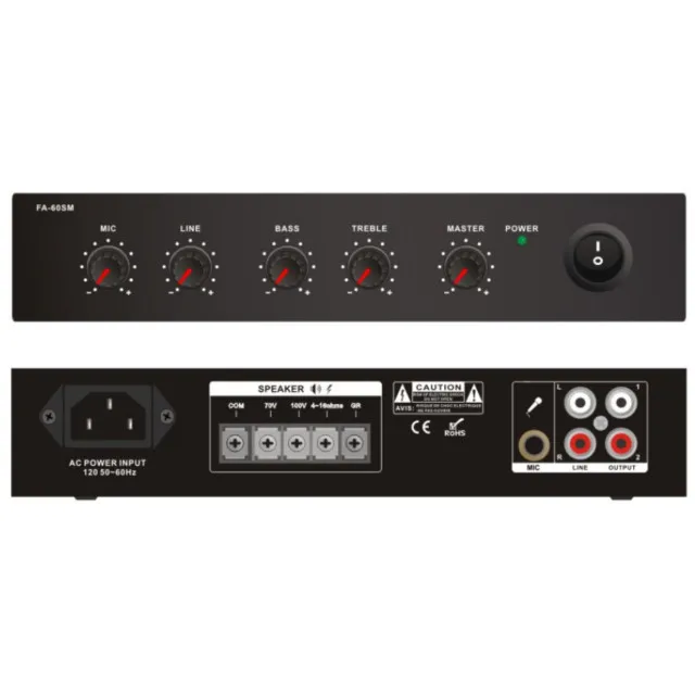 1U pa System Power Mixer Amplifier 30W Economy Compact Mixer Amplifier with 1 Mic and 1 Aux