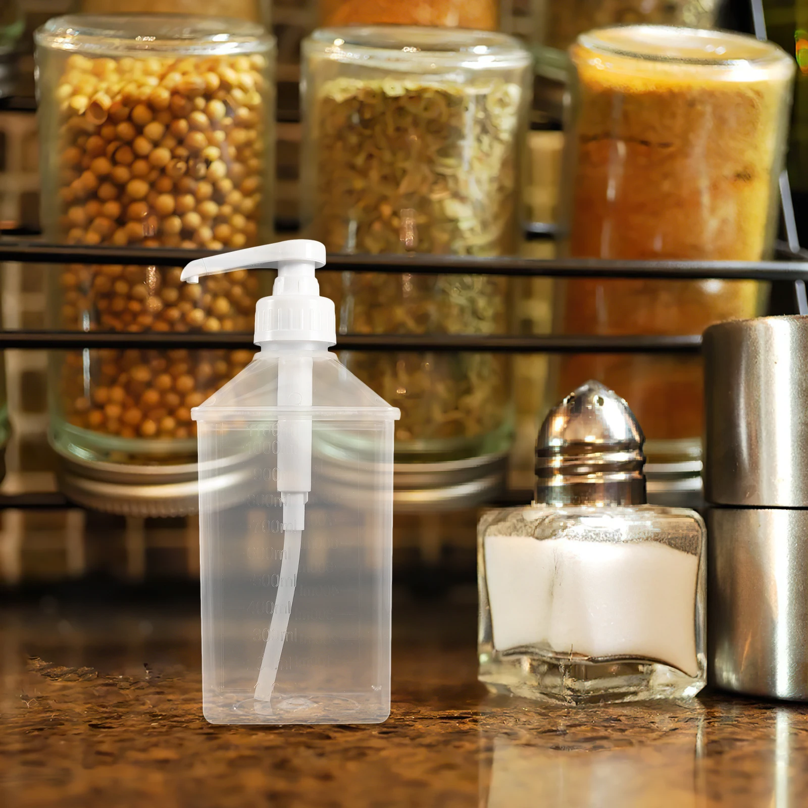 

Plastic Bottle 1100ML Transparent Design Non Leak Sauce Dispensers Syrup Storage Kitchen Accessories