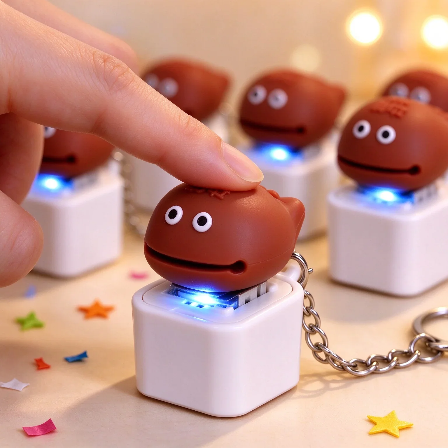 목탁 키링 키캡 Funny Antistress Wooden Fish Keychain Key Cap Clicker Keychain LED Keycap Clicker Keyboard Key Caps Bag Charms Pendants