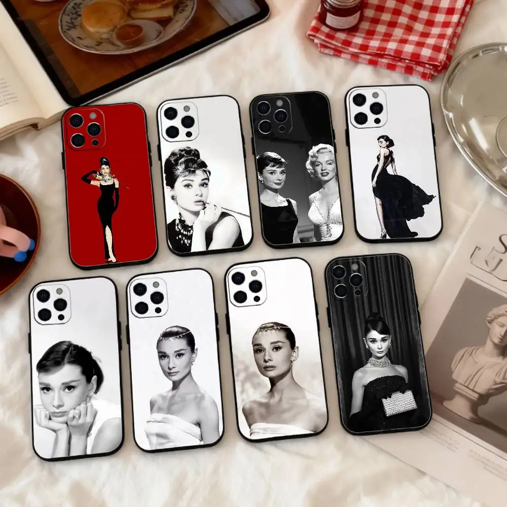 

A-Actress Audrey H-Hepburn Phone Case Silicone Soft For IPhone 17 16 15 14 13 12 11 X XR Plus Pro Max Plus