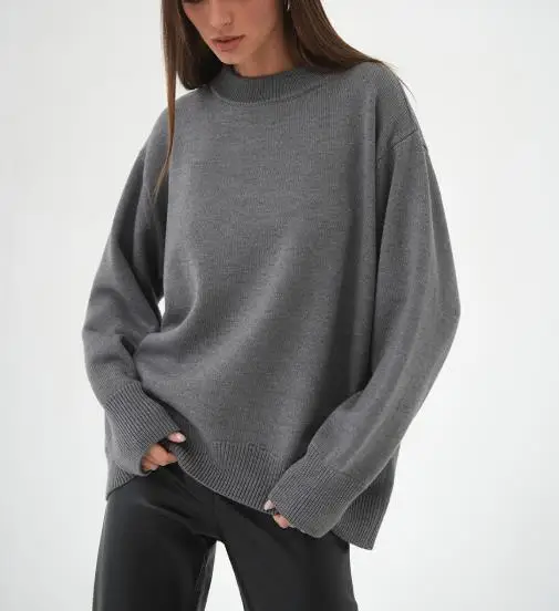 

New Autumn and Winter 2025 Style Fashion Commuting Casual Round Neck Knitted Sweater for Women,solid Color Loose Knitted Sweater