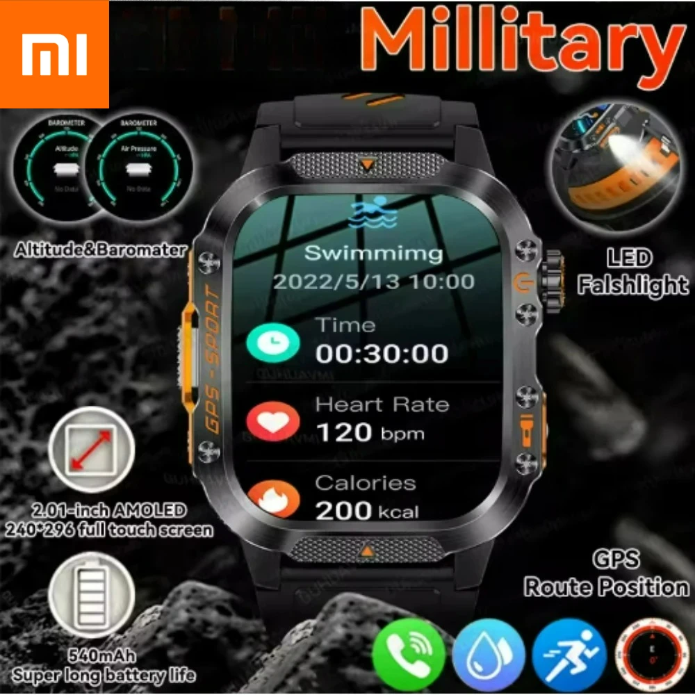 

Xiaomi 700593 Military Grade Outdoor GPS Smart Watch Men Compass Heart Rate BT Call LED Flashlight 10ATM Waterproof Smartwatch