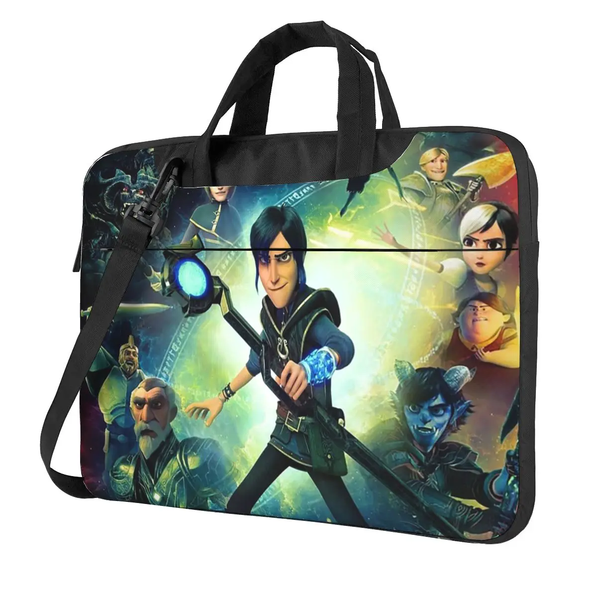 Cartoon TrollHunters Crossbody Laptop Bag Case Computer Bag Resistant Protective Notebook Pouch for Macbook Pro Lenovo