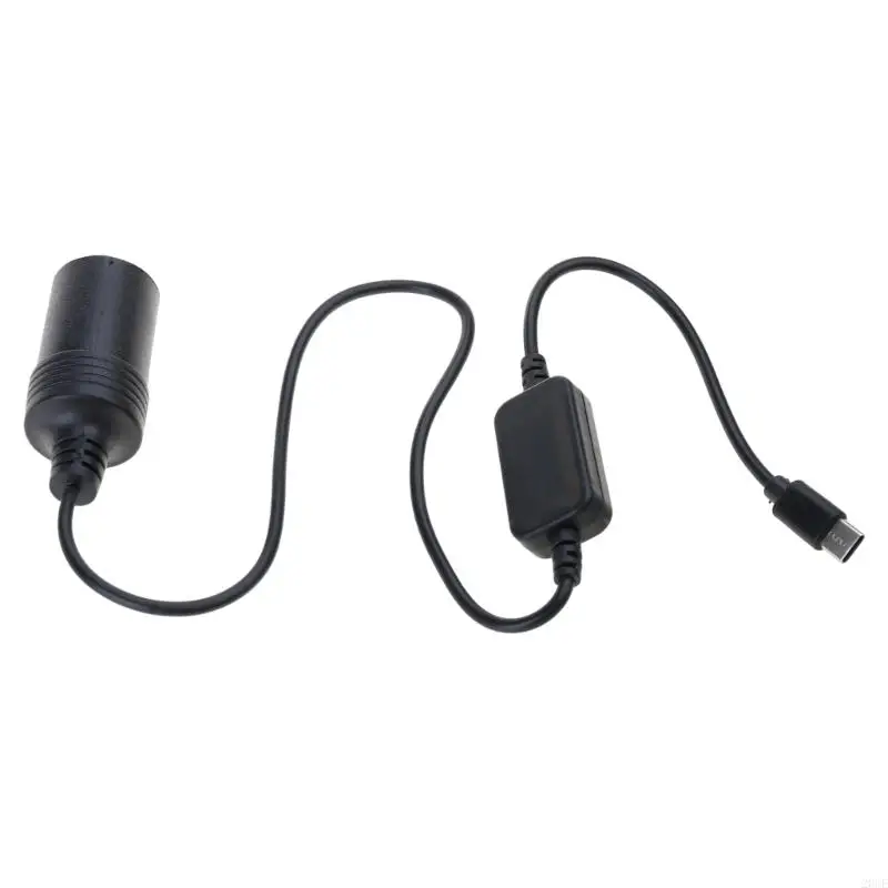 20CE Type C 5V to Cigarettes Lighter Female Socket 12V Boost Cable with USB Adapter for Driving Recorder & Navigation