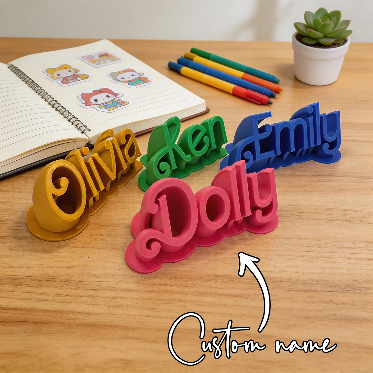 Custom 3D Cartoon Desktop Ornament Decor Tabletop Plaque Kids Nursery Room Decor Baptism Wedding Anniversary Graduation Gift