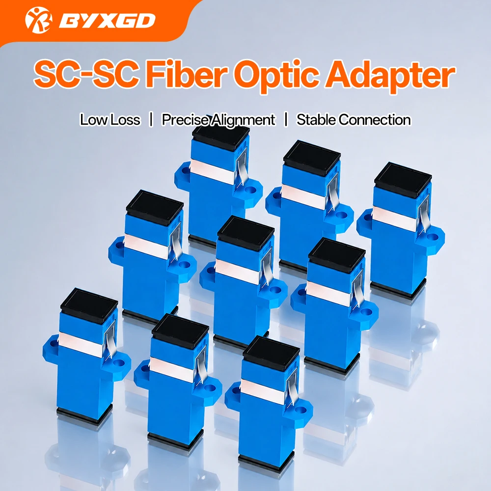 BYXGD SC‑SC Fiber Optic Adapter Simplex Zirconia Ceramic Low Insertion Loss Fiber Coupler for Single Mode Patch Cord Data Center
