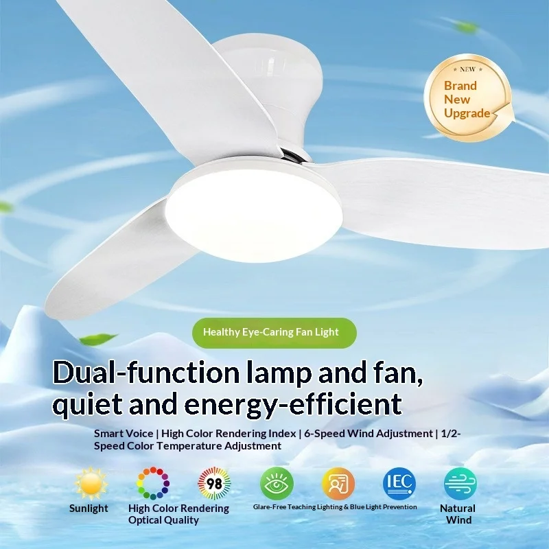 

Nordic Modern Mini Ceiling Fan Light LED Remote Control Dimmable Quiet DC Motor Dining Bedroom Kids Home Appliance White