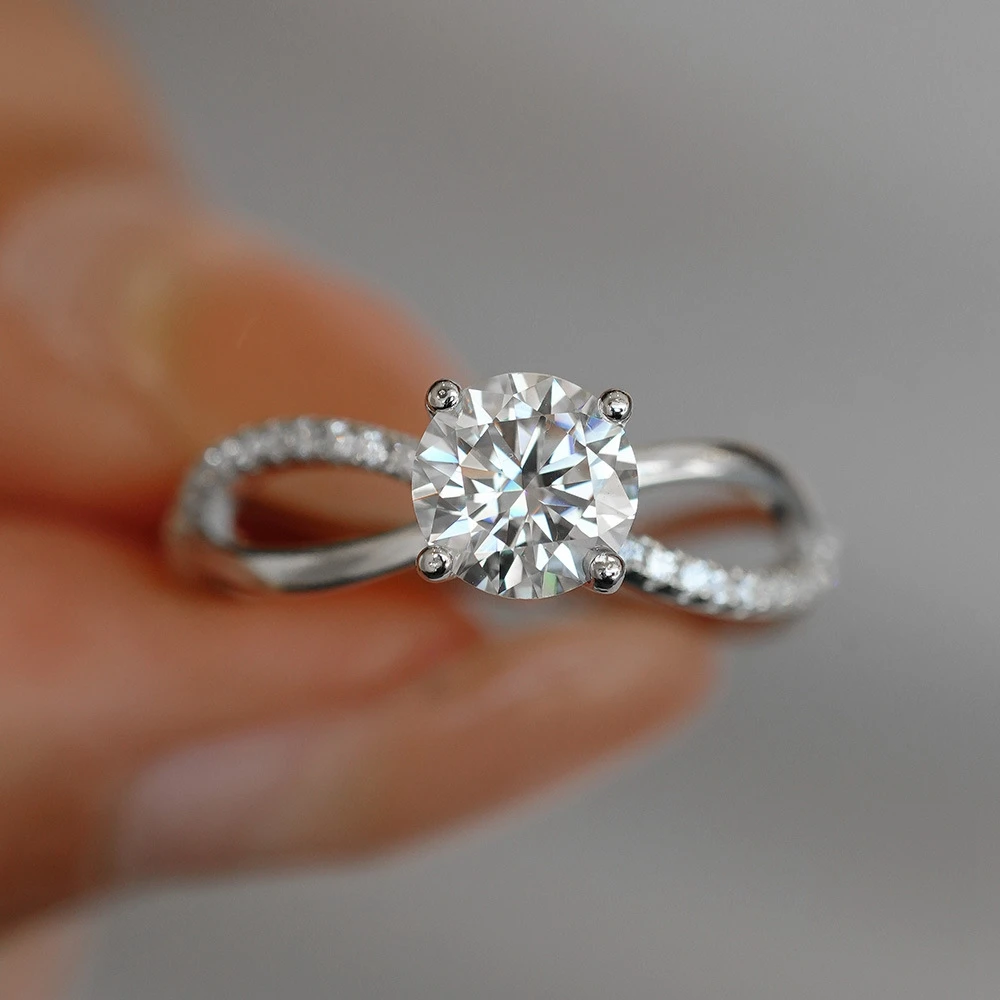 D Color 1ct Moissanite Ring Tested with Diamonds S925 Sterling Silver Wedding Rings For Women Birthday Party Jewelry Gift