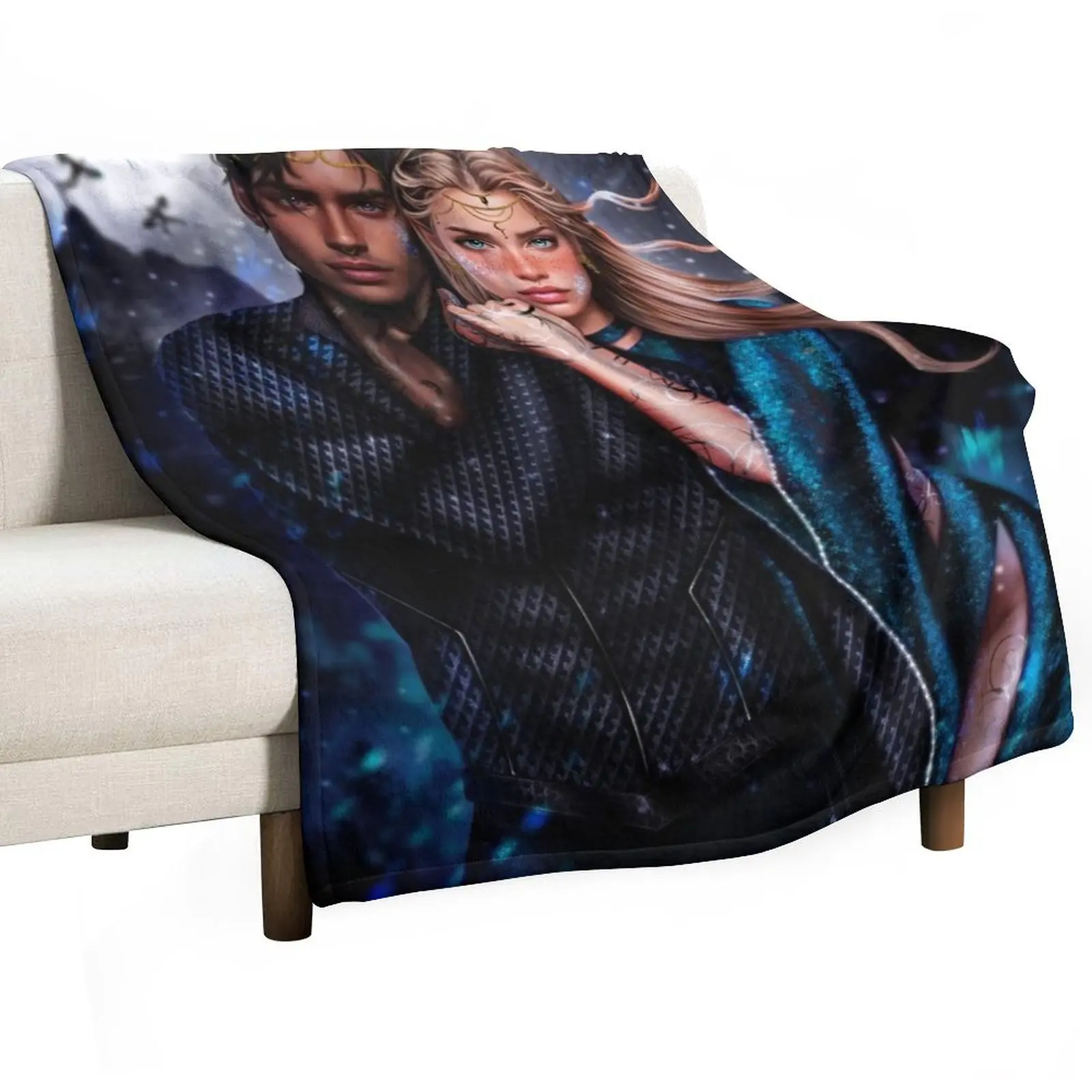 Feyre Archeron and Rhysand Darling from Acotar Throw Blanket Nap Retros For Sofa Thin Blankets