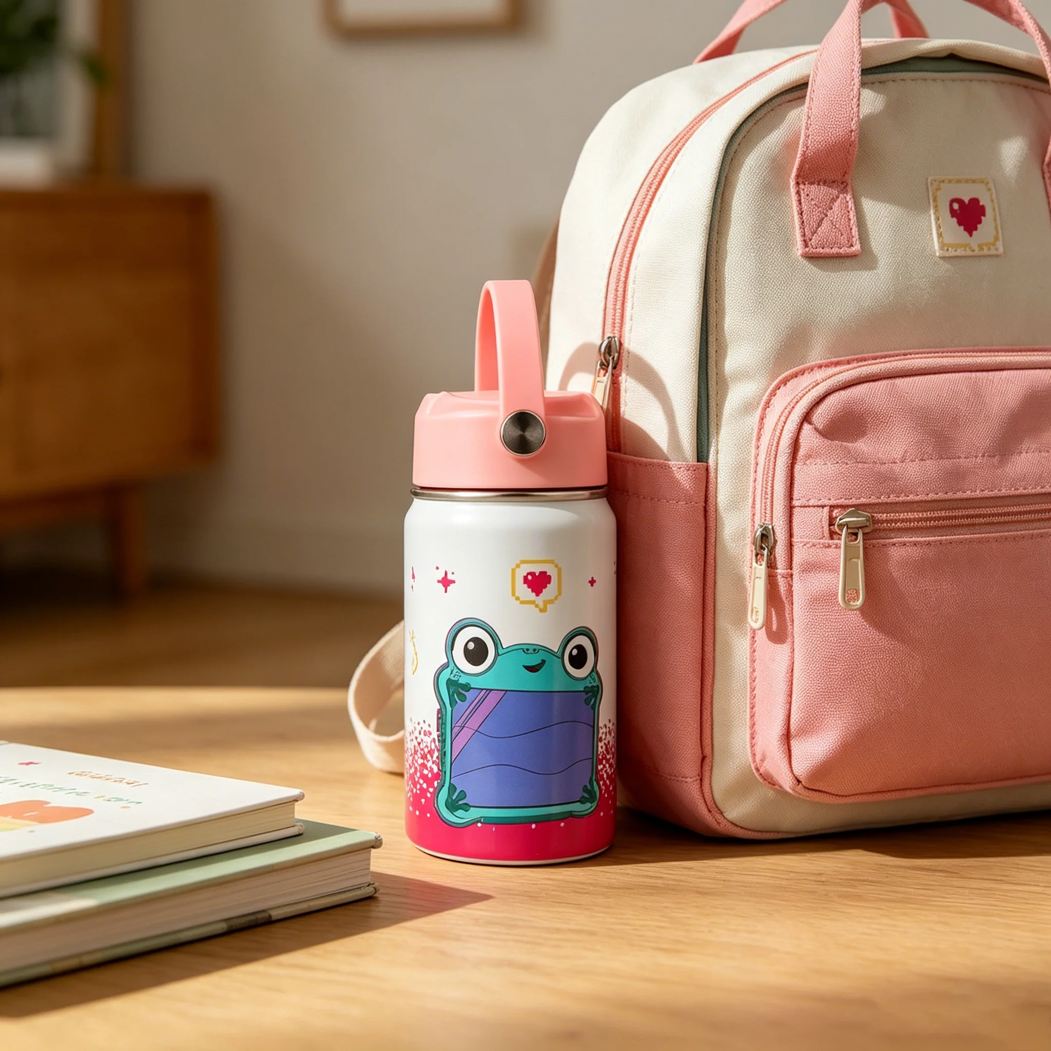 1pc 12oz Disney Jessie & Lilypad Stainless Steel Tumbler Gradient Print with Carry Handle Portable Cup for Outdoor Travel Home - view 5