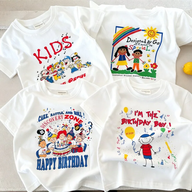 Kids T-shirts 2026 Summer Children Short-sleeved Tees Cartoon Printed Tops for Boys Girls Tees Toddler Outfits Teenager Clothing