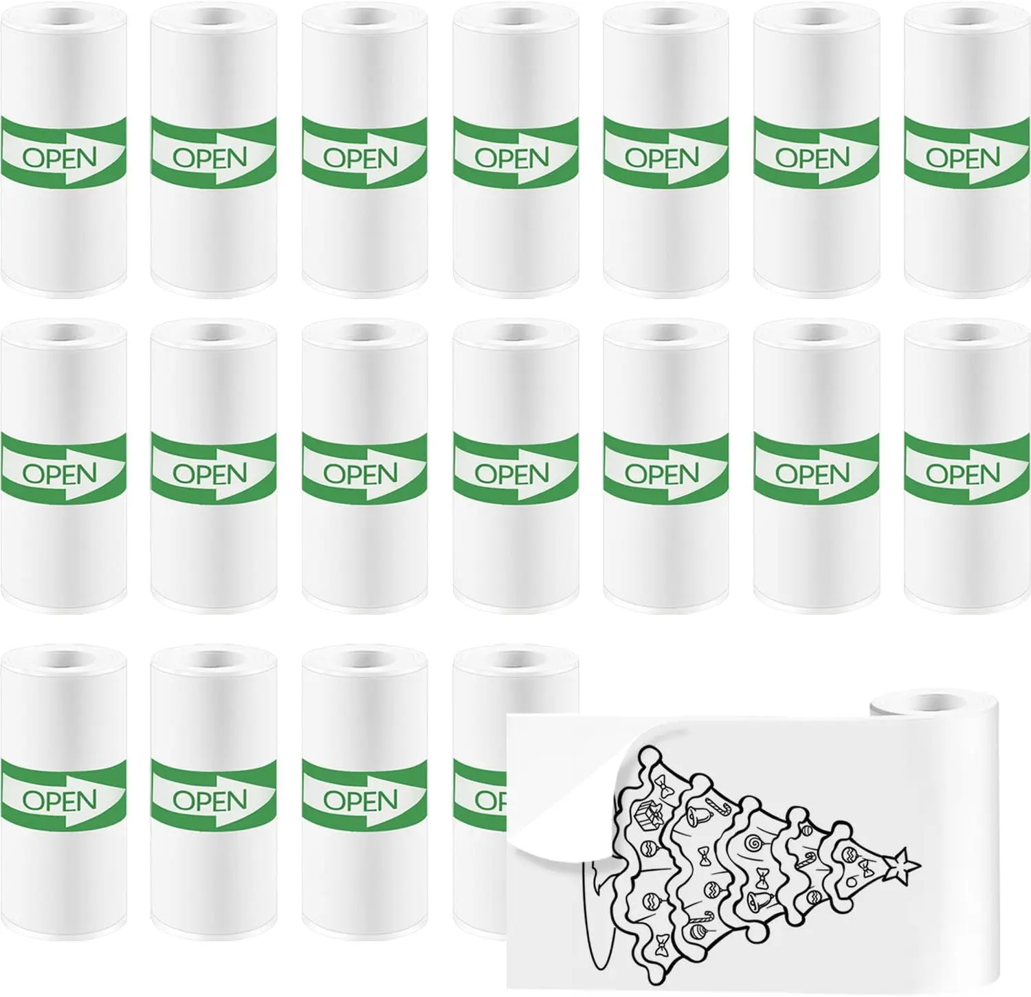 

18 Rolls Mini Thermal Sticker Paper, 57x25mm High-Contrast for Pocket Printers, BPA-Free