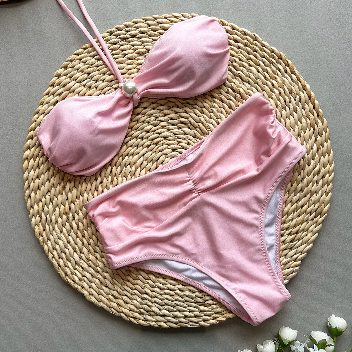 

Женский сексуальный комплект бикини-бандо с высокой талией, новинка 2025 года, купальник, бикини, купальный костюм, летняя пляжная одежда, женское бикини для плавания