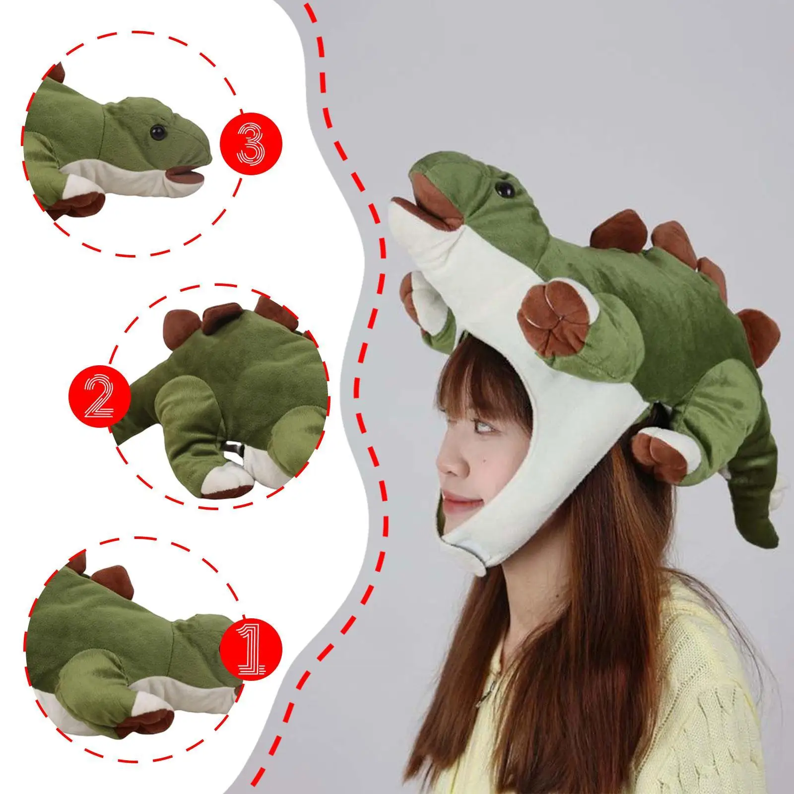 

Шляпа с изображением животного, плюшевая шапка с динозавром, забавная новинка, зимняя теплая шапка, головной убор для фотографии, реквизит, фестиваль, Новый год, нарядное платье на день рождения
