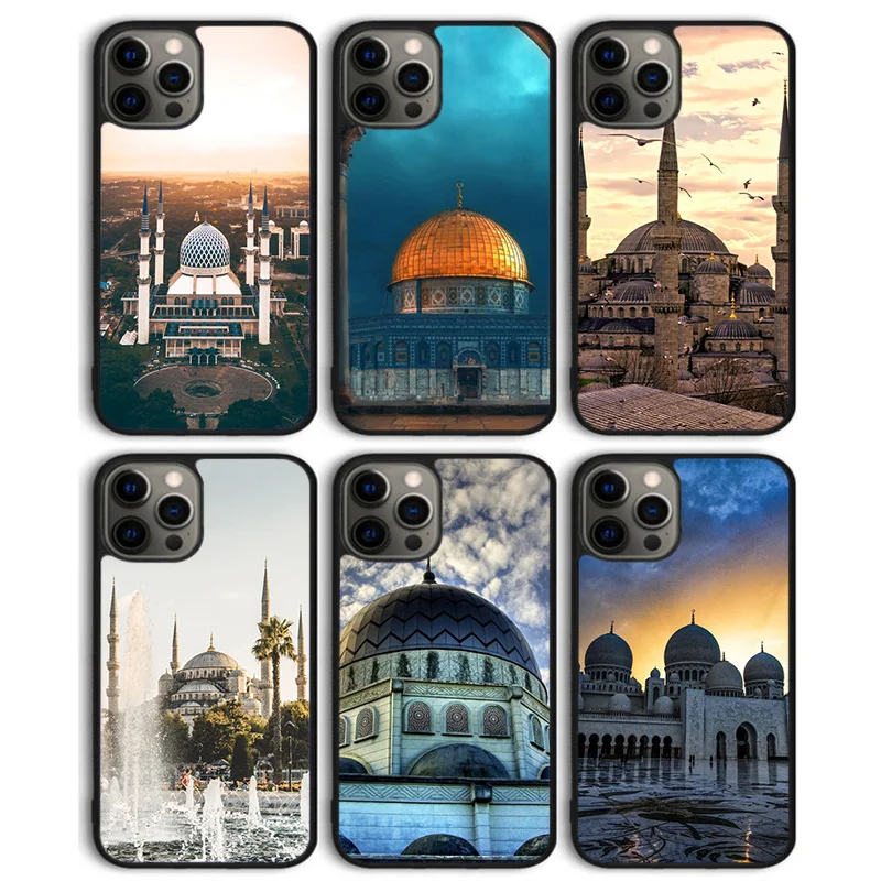 Muslim Mosque Phone Case Back Cover For iPhone 16 15 14 13 mini 12 Pro Max Cover For iPhone 16 15 14 11 Pro Max XS XR Plus Coque