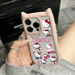 NEW Sanrio Hello Kitty KT Head Clear Cheery Cute Phone Case For iPhone 15 14 13 12 11 Pro Max XR XS Max Y2K Kawaii Cover Cartoon