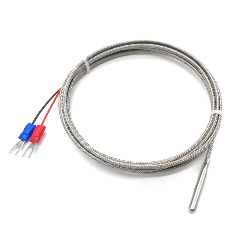 4mm Small Probe Thermocouple Type K 0-600℃ 1/2/3/4/5M Shielded Braide Wire Sensor For Temperature Controller