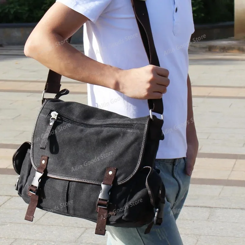 New Canvas Men's Messenger Crossbody Bag, Handheld Casual Shoulder Backpack, Student School bag for Boys crossbody luxury bags