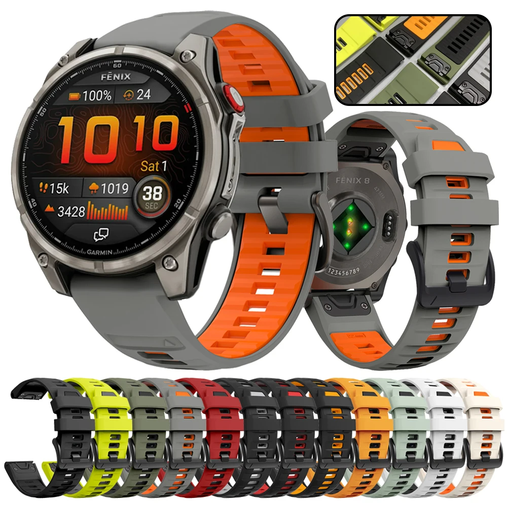 Silicone QuickFit Strap For Garmin Fenix E 8 PRO 8x 7X/6 6X/5 5x puls/Enduro3/Tactix 8 Quatix/Epix Pro Enduro 2 3 Sport Bracelet