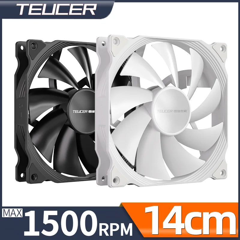 Teucer AF 14025 Wentylator chłodzący obudowę komputera 12V 4Pin PWM MHDB Łożysko hydrauliczne Biały 14CM Cichy wentylator do wentylatora chłodnicy komputera