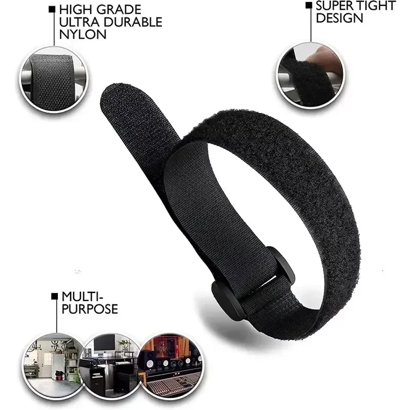 10pcs Cable Ties Reusable Self Adhesive 15mm - 700mm Hook Loop Bundle Fastener Nylon Strap Reverse Buckle Line Wire Organizer