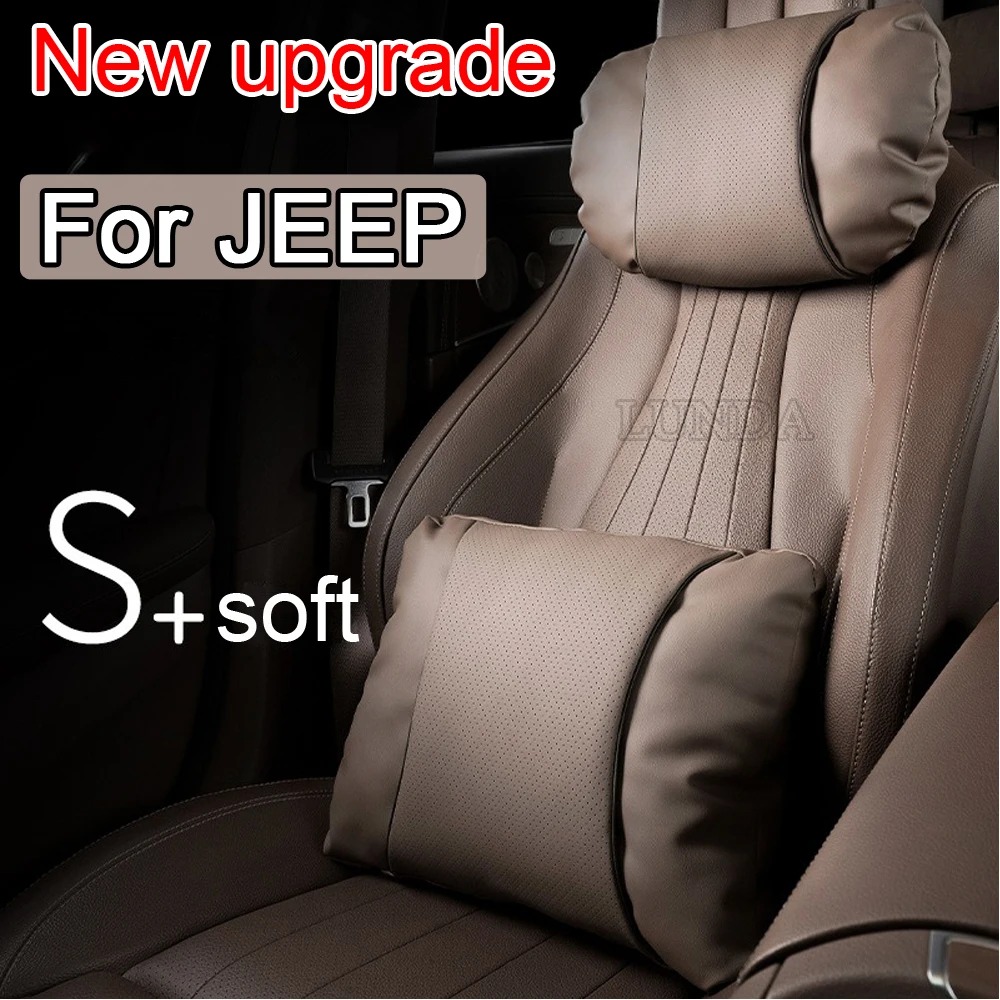 

Soft Car Neck Pillow Leather Travel Comfort Car Waist Pillow Support Headrest For JEEP Renegade Patriot Compass Wrangler Grand