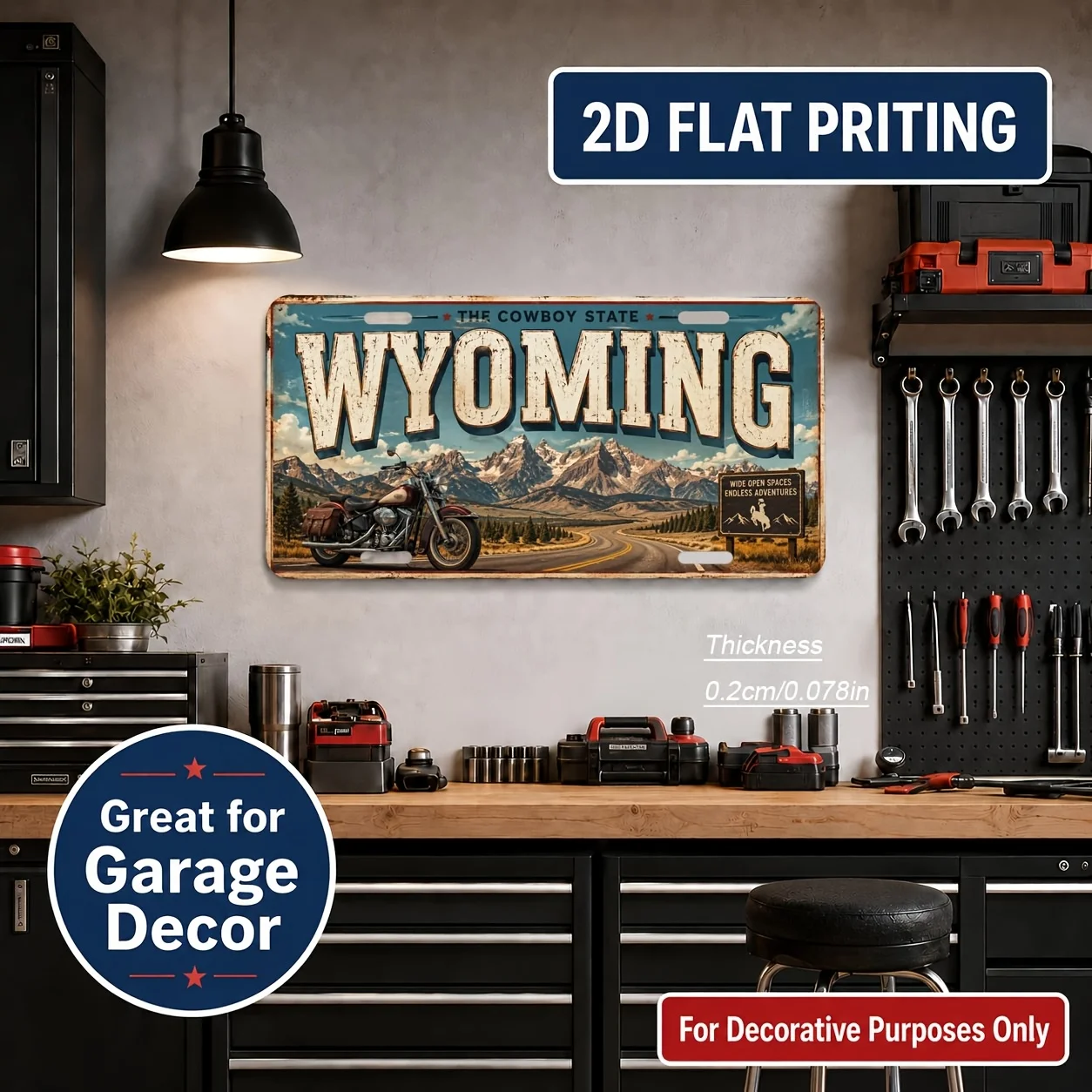 2D Flat - 【2D Flat】 2D Flat - [2D Flat] 2D Flat, 1pc, Wyoming State Theme Vintage Sign, for Decorative Use Solely, Home Decor, B