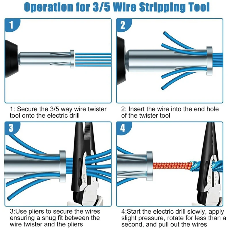 3Pcs Wire Twister Tool For Drill - 3 Way/ 5 Way Wire Stripper And Electrical Wire Twister Tool For Power Drill Spare Parts