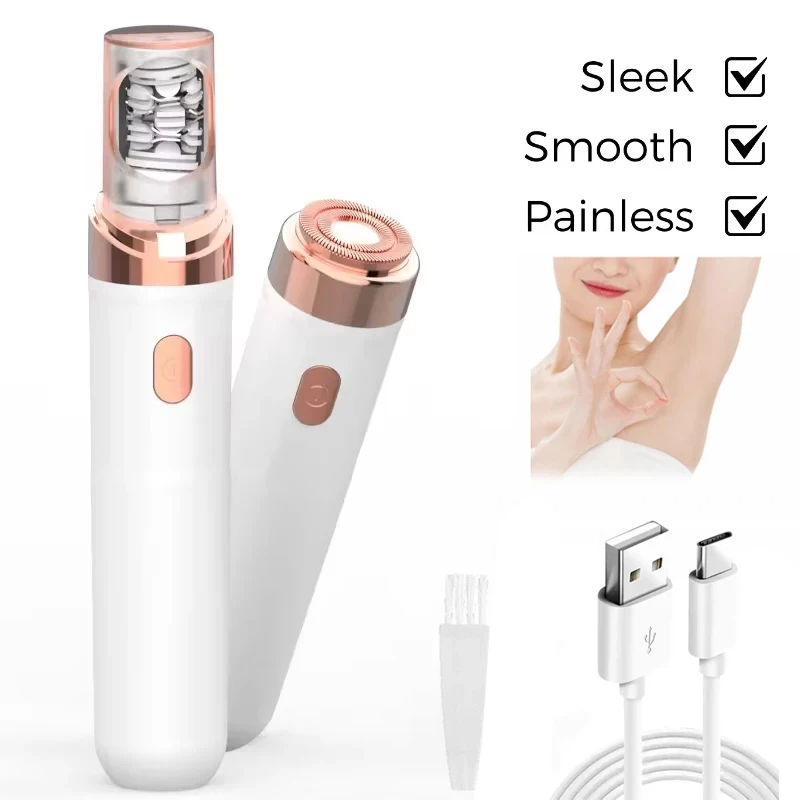 2-in-1 Electric Epilator & Shaver for Women, USB Charge Style Facial Hair Removal Precision Trimmer for Face, Legs, Bikini, Arms