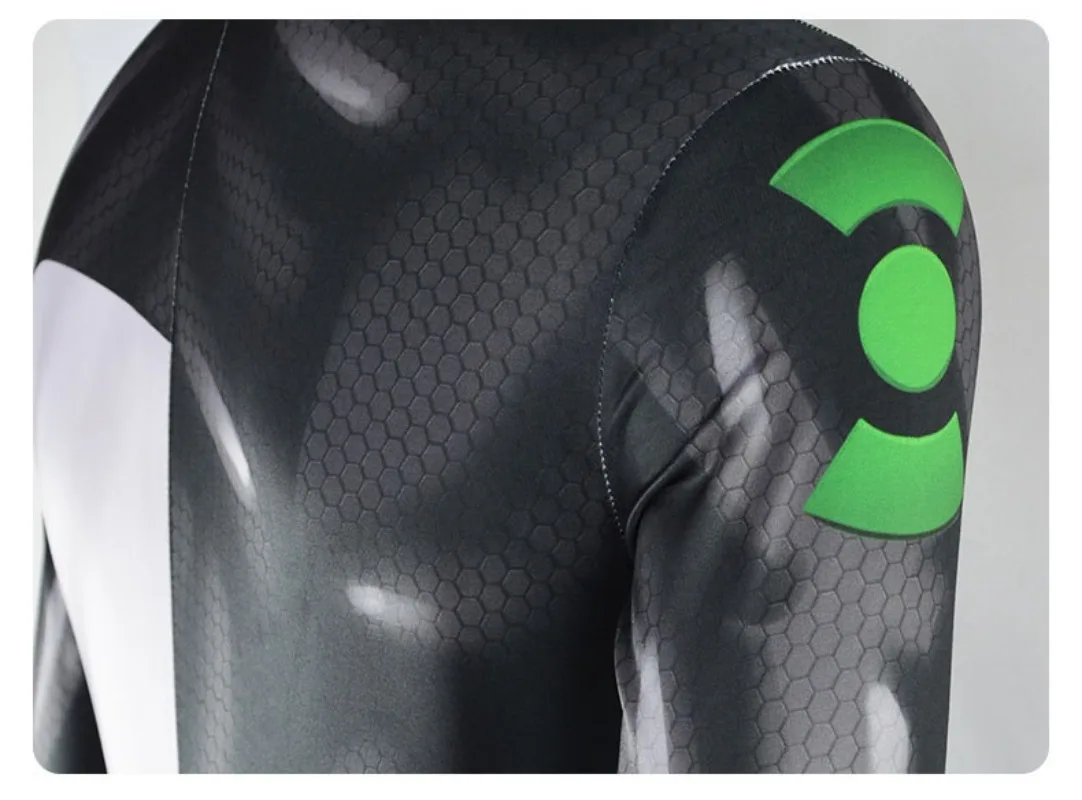 Cosplay Anime Green Lantern Kyle Rayner Costume Muscle Texture Men's Bodysuit Halloween Carnival Kids Adult Tights